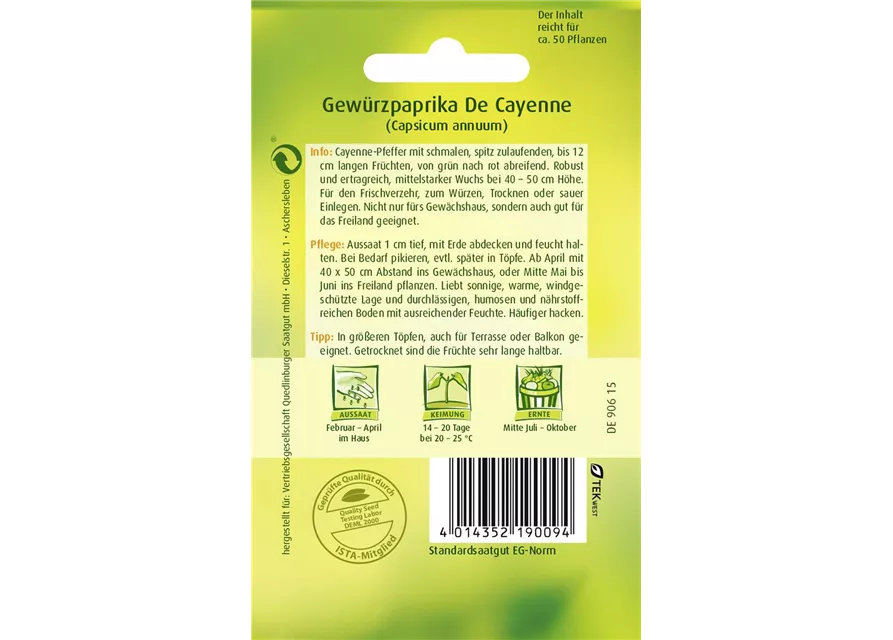 Peperonisamen 'De Cayenne'