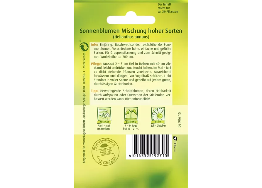 Sonnenblumensamen 'Mischung hoher Sorten'