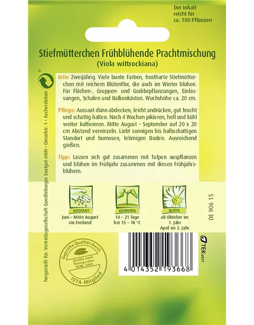 Stiefmütterchensamen 'Frühblühende Prachtmischung'