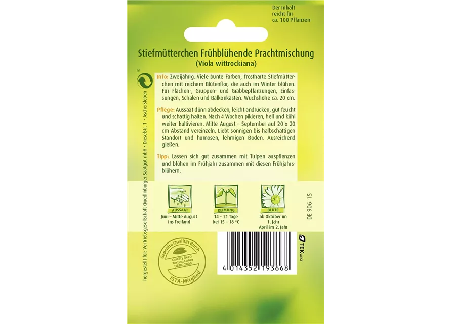Stiefmütterchensamen 'Frühblühende Prachtmischung'