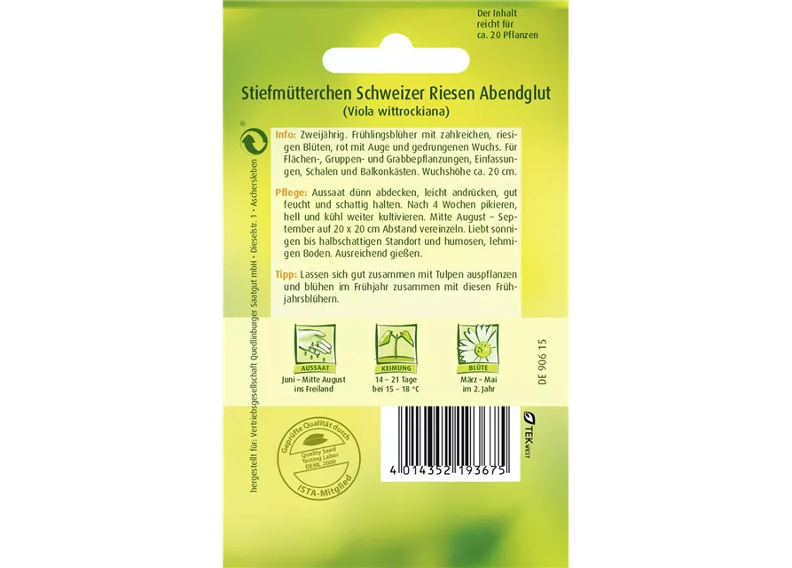 Stiefmütterchensamen 'Schweizer Riesen Abendglut'