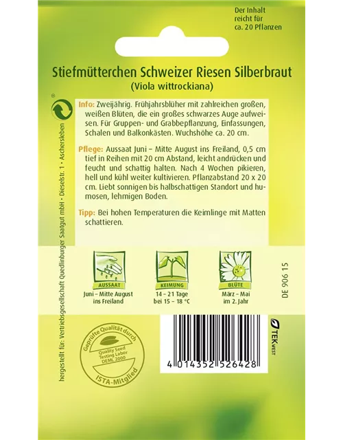 Stiefmütterchensamen 'Schweizer Riesen Silberbraut'