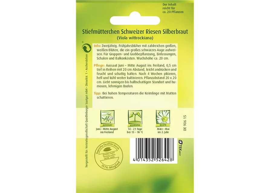 Stiefmütterchensamen 'Schweizer Riesen Silberbraut'
