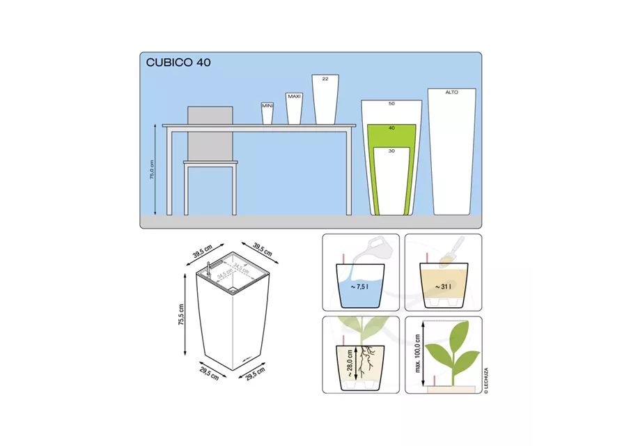 LECHUZA CUBICO Premium 40 