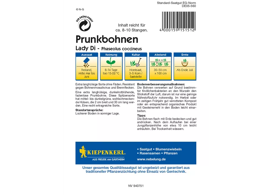 Prunkbohne 'Lady Di'