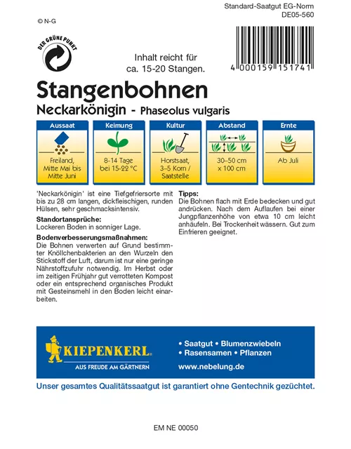 Stangen-Bohne 'Neckarkönigin'