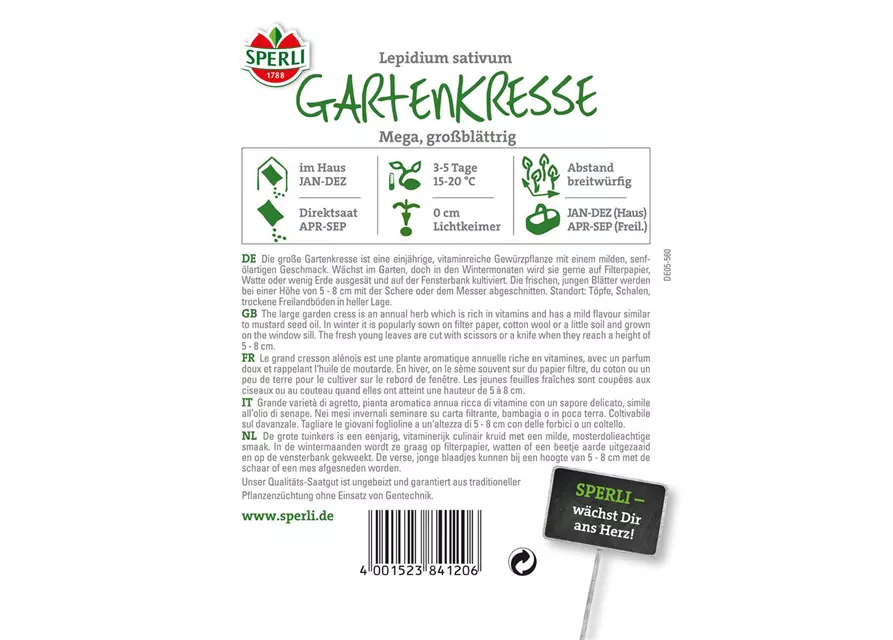 Großblättrige Gartenkresse 'Mega'