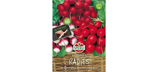 Radieschen Kombination'Riesenbutter, Parat, Rundes halbrot-halbweiß'