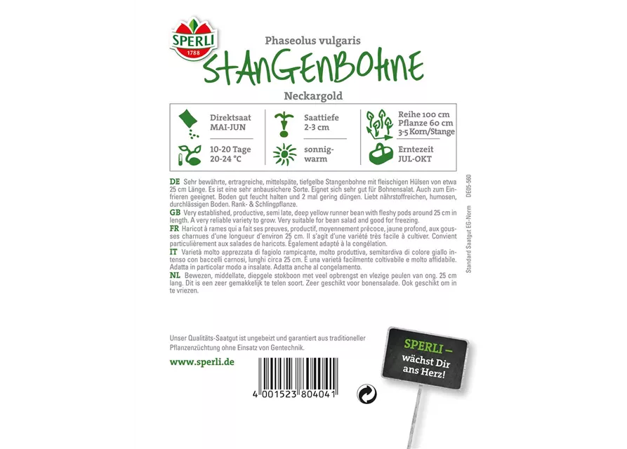 Stangen-Bohne 'Neckargold'