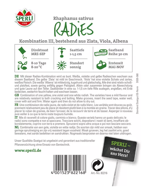 Radieschen Kombination 'Zlata, Viola, Albena'