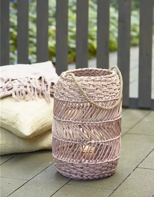 Laterne mit Glaseinsatz Naturfaser