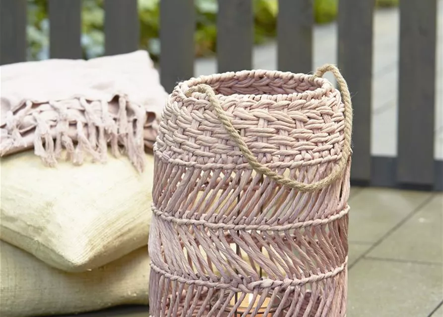 Laterne mit Glaseinsatz Naturfaser