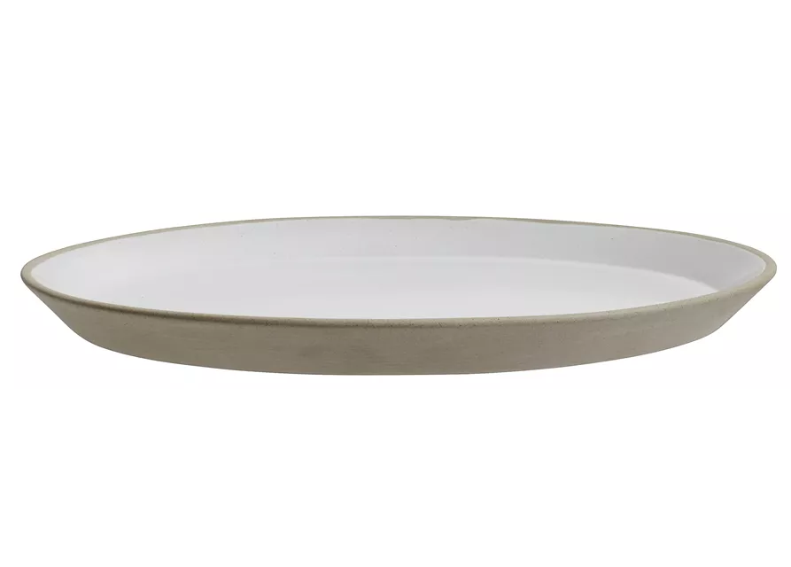 Steingut Teller beige weiß Großer Teller von NORDAL 27 cm
