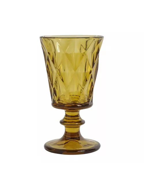 Rotweinglas in Gold-Gelb im Kristall-Look von NORDAL gelb amber