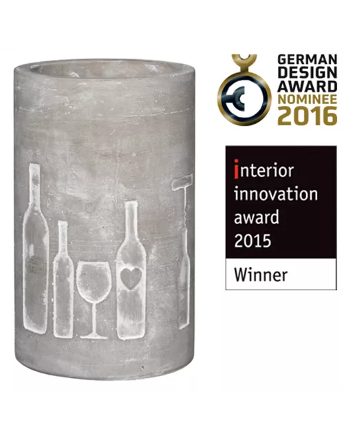Weinkühler aus Beton mit schicker Prägung "Flaschen und Gläser"
