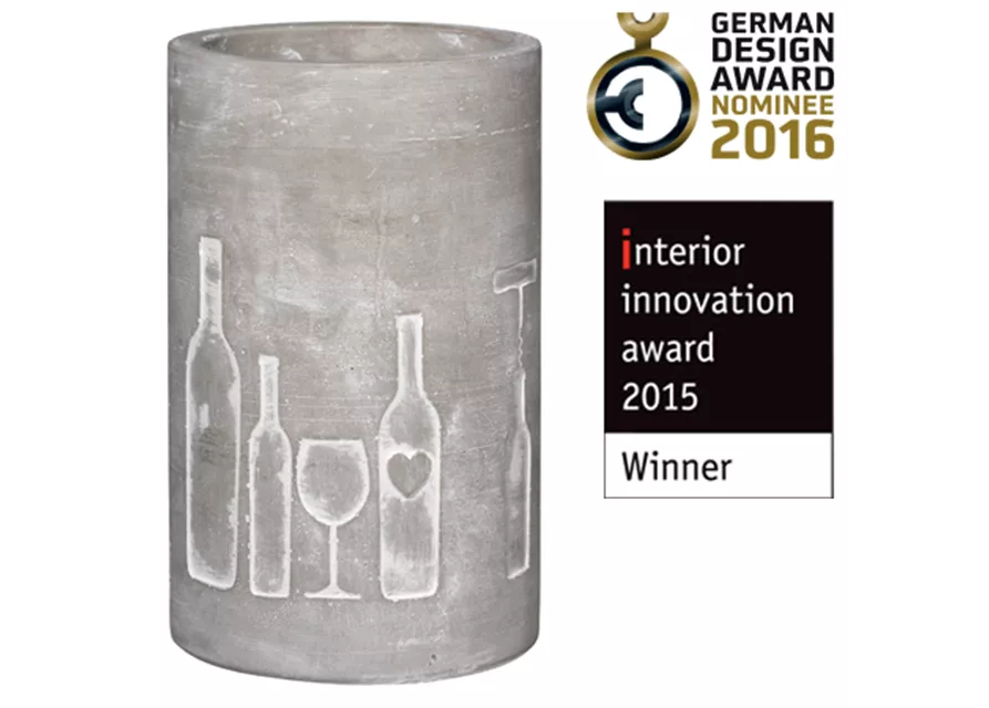 Weinkühler aus Beton mit schicker Prägung "Flaschen und Gläser"