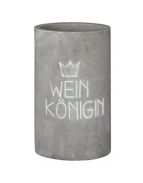 Weinkühler aus Beton mit schicker Prägung "Weinkönigin / Weinkönig"