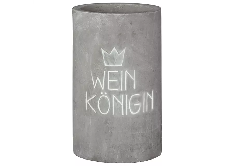 Weinkühler aus Beton mit schicker Prägung "Weinkönigin / Weinkönig"