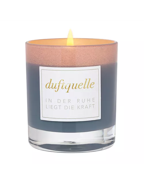 Duftkerze Cotton Blossom Baumwollblüte Glas-Windlicht mit echtem Eichenholzdeckel von Räder Design