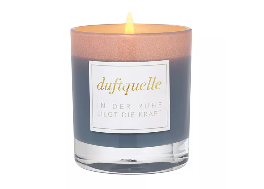 Duftkerze Cotton Blossom Baumwollblüte Glas-Windlicht mit echtem Eichenholzdeckel von Räder Design