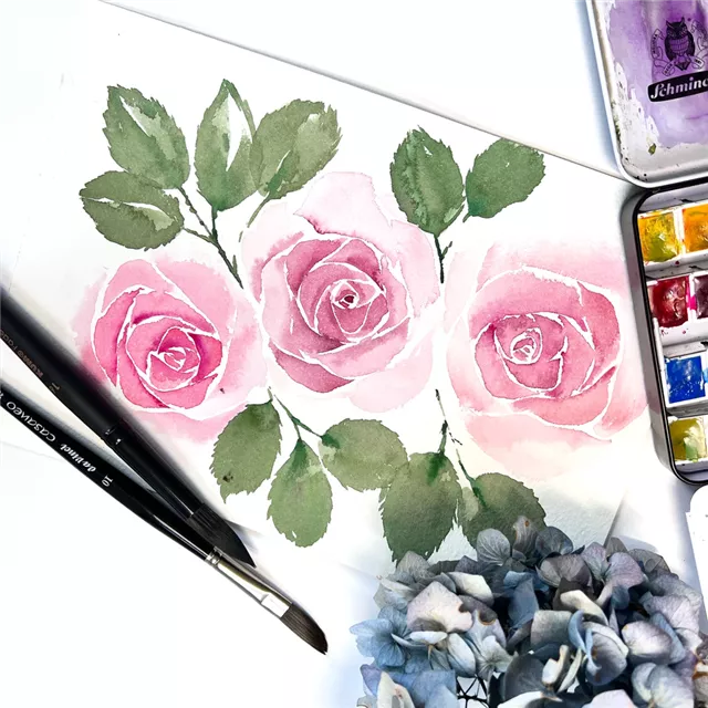 DIY Mini-Workshop Rosen-Aquarellbild