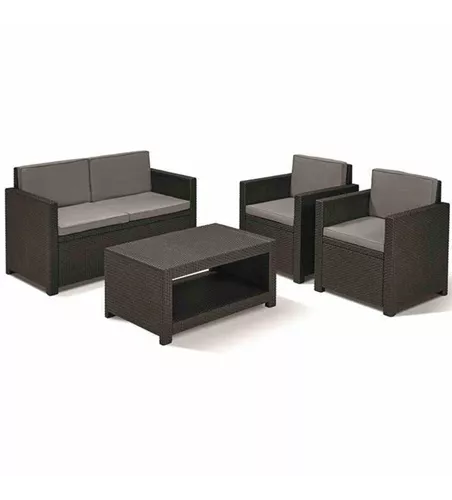 Monaco Loungeset, graphit 2Sessel,1Bank,1Tisch,Kissen